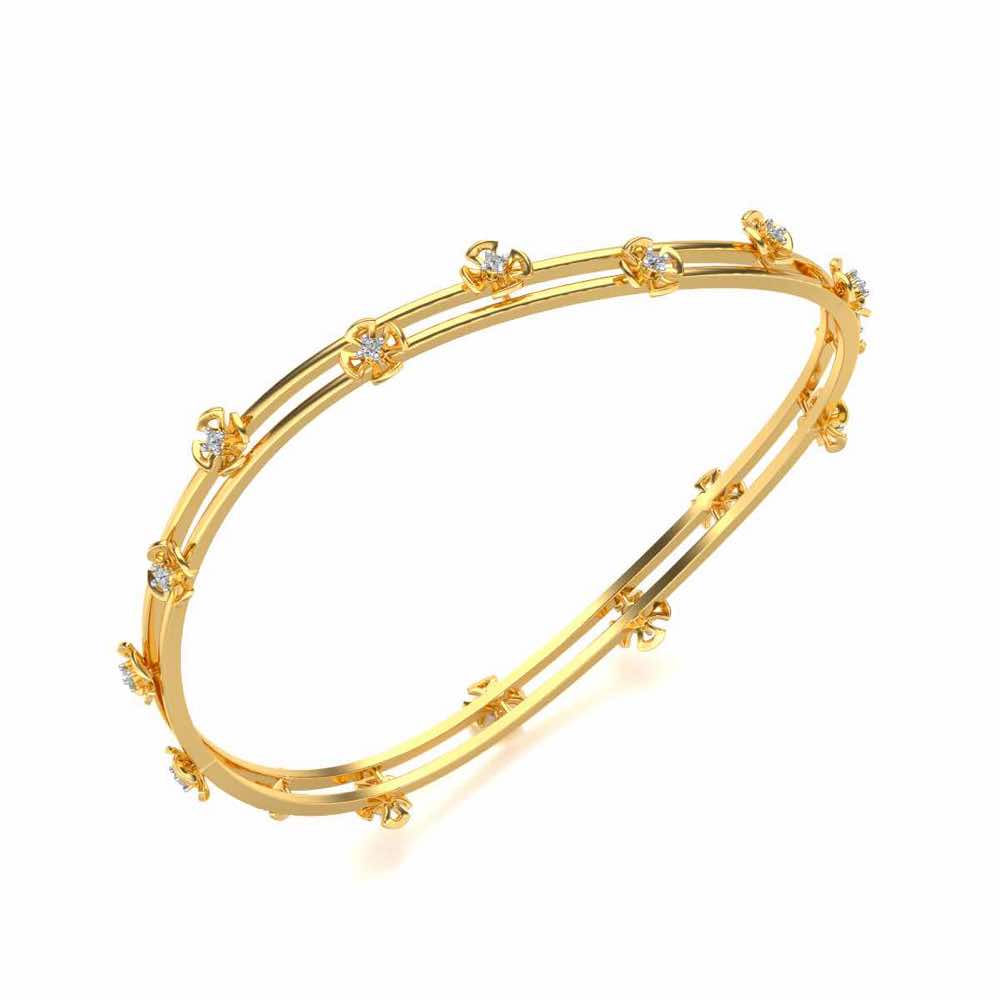 Floral Gold And Diamond Bangles