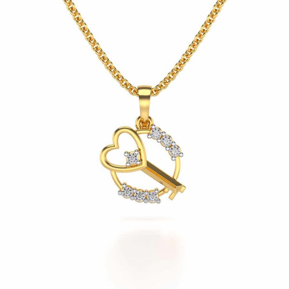 Heart Key Diamond Pendant